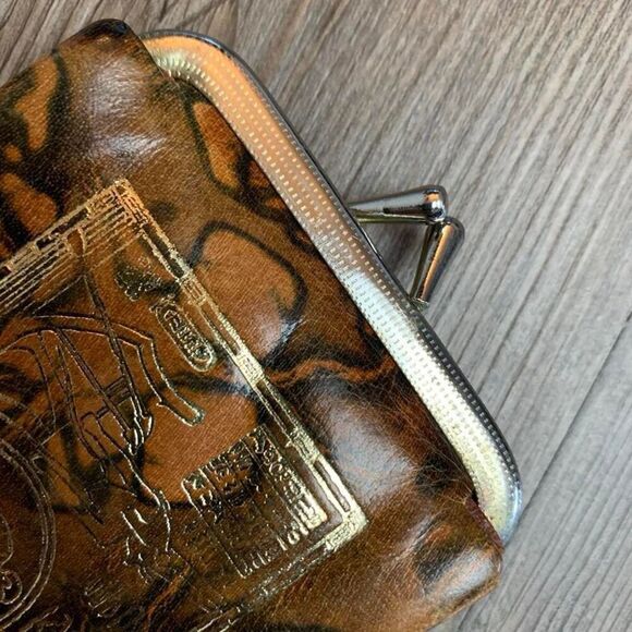 Vintage Coin Purse Wallet Kiss Lock Egyptian Tortishell Gold Hieroglyphs - Picture 5 of 8